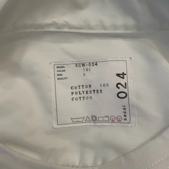 SACAI Hybrid Contrast NWOT Pleated Back T-Shirt Size Japanese 3 US M-L